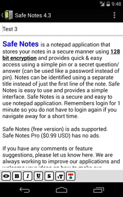 Safe Notes android App screenshot 0